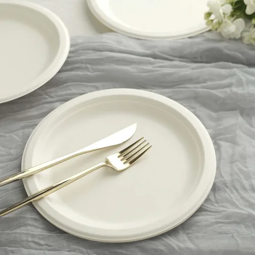 Vista 37 de Efavormart - Paquete de 50 platos redondos de bagazo biodegradables blancos de 7 pulgadas, compostables, ecológicos, desechables, aperitivos, Tipo 17