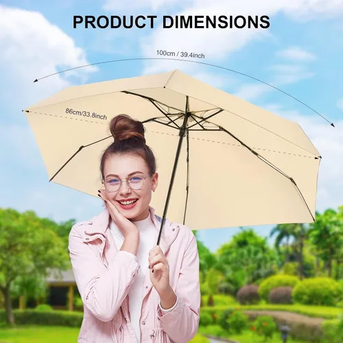 Vista 2 de LEAGERA Compact Travel Umbrella with Case - Mini Umbrella for Purse, Small Lightweight &Tiny Design Perfect for Parasol Outdoor Sun&Rain Umbrellas