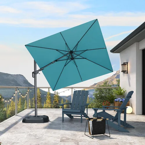 Vista 74 de PURPLE LEAF Sombrilla de patio de 8 pies para exteriores, sombrilla voladiza cuadrada de aluminio con rotación de 360 grados para jardín, terraza