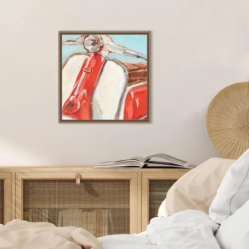 Vista 5 de Amanti Art Framed Canvas Wall Art 16x16 Retro Scooter II by Ethan Harper, Framed Wall Art Canvas, Transportation Artwork, Traditional Decor, Small
