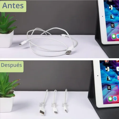 Vista 3 de 60 piezas de clips para cables, KGROTE clips adhesivos para cables al aire libre, ganchos para cables, organizador de cables, soporte para luces
