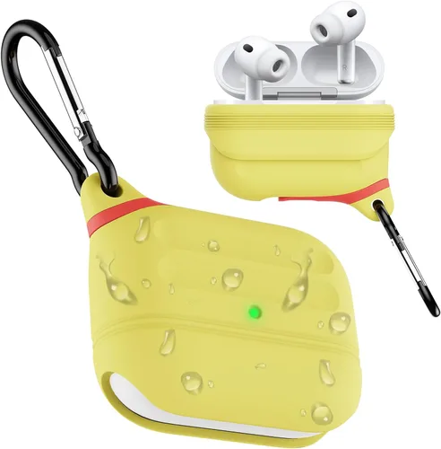 Vista 14 de Funda para AirPods Pro, funda de silicona impermeable para AirPods Pro 2, protección impermeable, portátil, para USB-C/inalámbrico, antipérdida, una