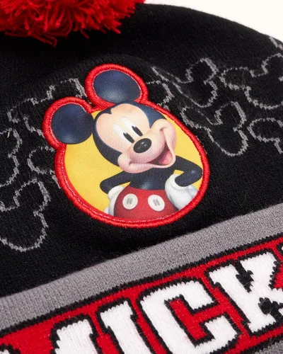 Vista 3 de Disney Sombrero de invierno para niños, paquete de 2 gorro con pompones Lightning McQueen o gorro de Mickey Mouse (4-7)