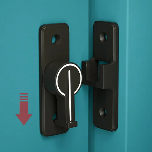 Vista 3 de TIYPKE - Cerraduras y pestillos para puerta de granero de 90 grados, cerradura de puerta corrediza antirrobo negra luminosa, pestillo de puerta