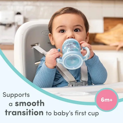 Vista 2 de NUK First Choice - Vaso para aprender 2.0, 5 onzas, con asas, a prueba de derrames, a prueba de fugas, vaso con popote suave, paquete de 2