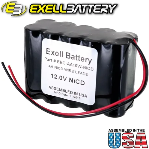 Vista 3 de Exell Battery Batería AA NiCad de 12 voltios, 1000 mAh, paquete de 10