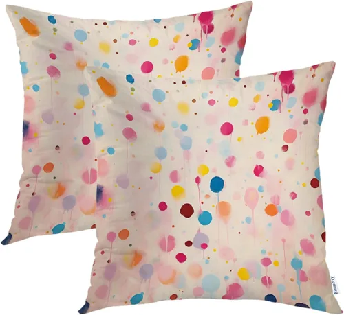 Vista 13 de Batmerry American Flag Ink Dot Throw Pillow Covers, Red Blue White Stars Abstract Decorative Pillow Covers Digital Printing Blended for Couch Sofa
