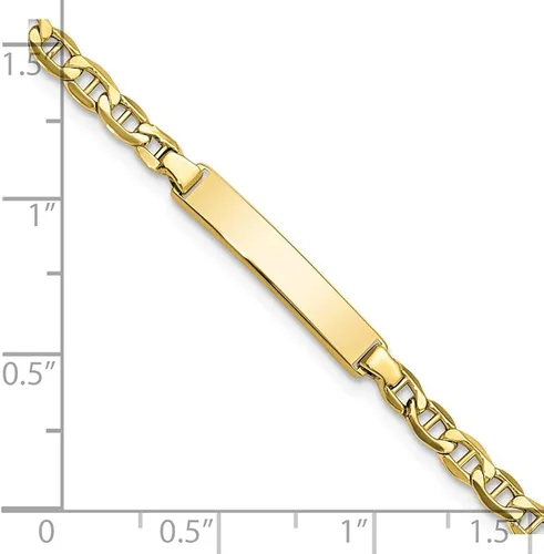 Vista 3 de Pulsera de identificación personalizada de oro amarillo de 10 quilates con anclaje sólido para hombres o mujeres, longitud de 7 pulgadas de ancho