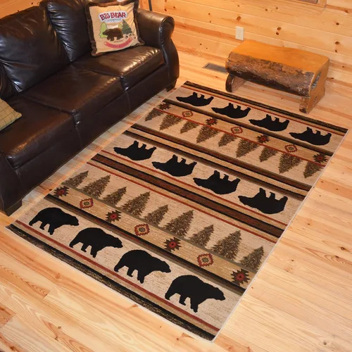 Vista 2 de Rustic Lodge, Bear Cabin Alfombra de área de 2 x 8 pulgadas, 2 pies 2 pulgadas x 7 pies 7 pulgadas Multi 7482