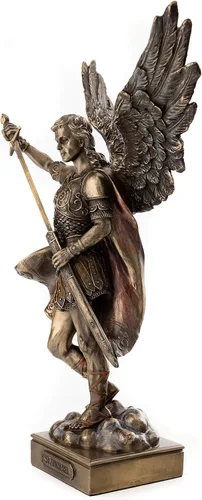 Vista 2 de Top Collection Estatua de Arcángel San Miguel, escultura de paz y justicia de San Miguel en bronce fundido en frío de primera calidad, figura