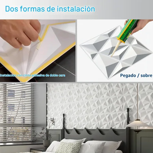 Vista 6 de MIX3D Paquete de 33 paneles de pared 3D, diseño moderno con textura de diamante para decoración de pared interior en sala de estar, dormitorio, sala