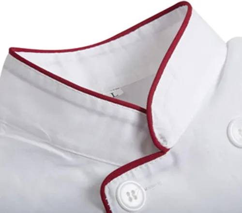 Vista 6 de Chaqueta de chef unisex, de manga corta, doble botonadura, uniforme de trabajo, camiseta de catering, abrigo de chef para cocina, uniforme