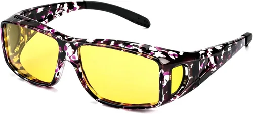 Vista 9 de LVIOE Wrap Around Night-Vision Glasses, Fit Over Prescription Glasses with Polarized Yellow Lens Night-Driving Glasses A01 Marco gris/lente amarilla