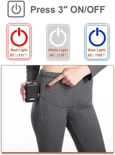 Vista 5 de Conjunto de ropa interior térmica para mujer, conjunto de pantalones largos con calefacción térmica eléctrica USB con forro polar y leggings