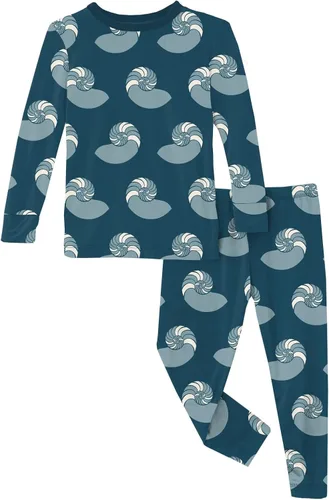 Vista 62 de KicKee Pants Conjunto de pijama de manga larga con estampado de piezas