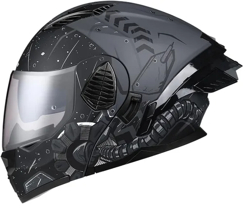 Vista 19 de Casco de Motociclista de Cara Completa con Visera Dual y Abatible para Adultos, Hombres y Mujeres, Integrado para Motocicleta, Calle, Ciclomotor