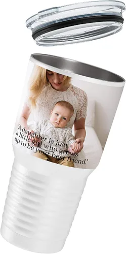 Vista 3 de Tazas con fotos personalizadas, vaso blanco de 30 onzas – Añade foto, logotipo, imagen o texto en tazas de café de acero inoxidable, vasos
