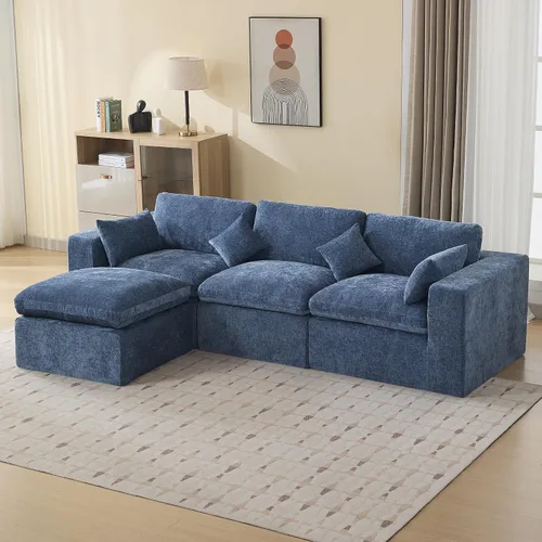 Vista 49 de WUTUTUEE Otomana Cloud de 33.5 pulgadas para sofá modular, cómodo reposapiés tapizado de felpilla con espuma viscoelástica, embalaje totalmente