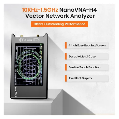 Vista 6 de Spectrum Analyzer, NanoVNA-H4 4inch Vector Network Analyzer 10k-1.5GHz HF VHF UHF Antenna Version 4.3 with SD Card Slot