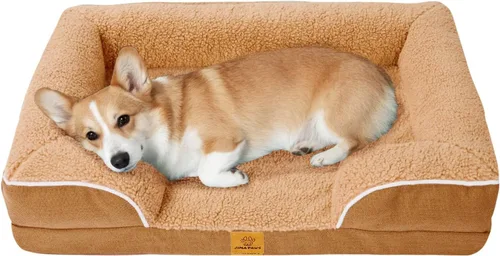 Vista 13 de Sofá para perros y gatos, sofá lavable para mascotas pequeñas, 30 Acogedora cama estilo sofá con lados elevados, amortiguación de felpa y una funda