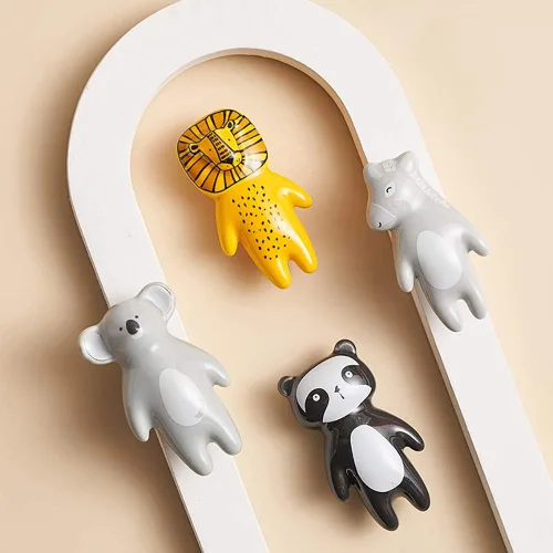 Vista 2 de 5 pomos de cerámica con diseño de animales para niños, puerta de habitación de los niños, armario de habitación de los niños, tiradores de armario