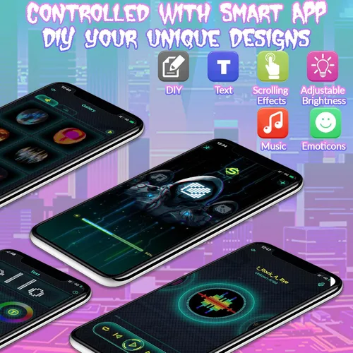 Vista 11 de AINSKO Máscara LED programable - APP Bluetooth personalizable con luz para festivales, fiestas, raves, cosplay, regalo de Navidad