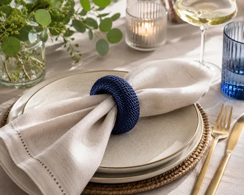 Vista 5 de Servilleteros rústicos juego de 12 - Soportes de servilleta de rayón para decoración de mesa, bodas, cenas y uso diario - Servilleteros