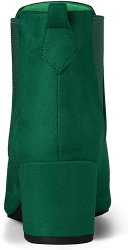 Vista 3 de Allegra K Botas Chelsea con tacón de bloque y punta puntiaguda para mujer