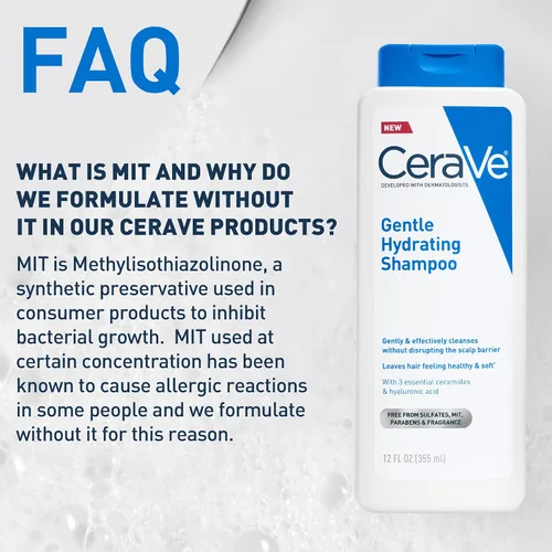 Vista 7 de CeraVe Champú Hidratante Suave, Con Ceramidas, Niacinamida y Ácido Hialurónico Para Cabello y Cuero Cabelludo Suaves y de Aspecto Saludable, Champú