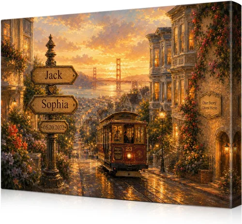 Vista 39 de IPIC - Personalized Framed Canvas with Custom Street Sign in Boston Personalized Street Signs with Names, Custom Canvas Print, Boston Sunset