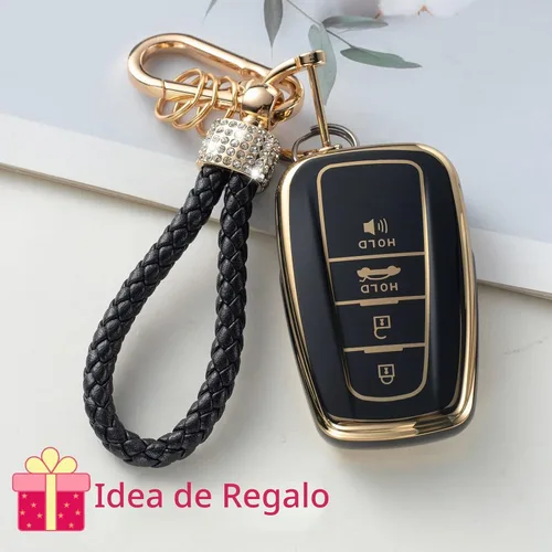 Vista 6 de Gematay Funda para llavero Toyota con cordón, funda protectora para llave de automóvil para Camry Highlander RAV4 C-HR Avalon Prius Corolla GT86