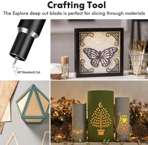 Vista 3 de Dreamlee Explore la cuchilla de corte profundo y la carcasa para Cricut Maker, hoja de repuesto de punta profunda compatible con máquinas de corte