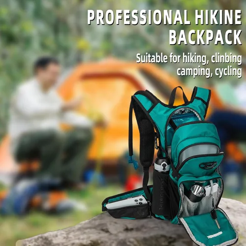 Vista 6 de Mochila de hidratación, mochila de agua para senderismo con vejiga de agua de 3 L, paquete de hidratación aislada, ligera, hidropack ideal para Verde