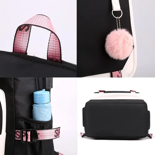 Vista 6 de Roffatide Anime Kuromi Print Business Casual Laptop Hombros Mochila Viaje Senderismo Daypacks Mochila Mochila 17 Pulgadas, Kurom B, Moderno