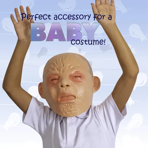Vista 2 de Skeleteen Máscara de disfraz de bebé que llora - Angry Crybaby - Divertida máscara facial de goma realista accesorios para disfraces para adultos