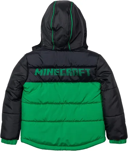 Vista 3 de Minecraft Steve Creeper - Abrigo de invierno con cremallera forro polar verde con licencia oficial de star wars silent one crew