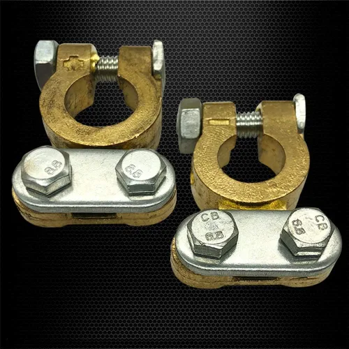 Vista 5 de Ampper - Abrazaderas conectoras de latón para terminales de batería, juego de terminales de poste superior para vehículos marinos, autos, barcos