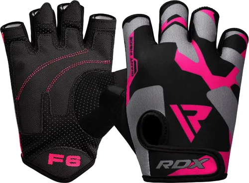 Vista 10 de RDX Guantes de levantamiento de pesas para gimnasio, entrenamiento de fitness, palma acolchada antideslizante, equipo de entrenamiento de fuerza