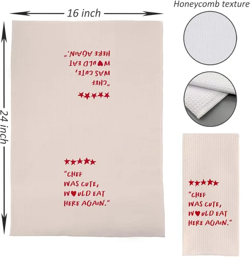 Vista 4 de DOTAIN Toalla de cocina divertida, Chef Would Eat Here Again Waffle Weave Dish Towel Cloth Decor Kitchen Decor Kitchen Gifts (24 x 16 pulgadas)