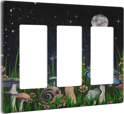 Vista 100 de Bear Moose Lodge Woodland - Placa de interruptor de luz dúplex individual de 1 banda, cubierta de salida decorativa de pared, placa frontal