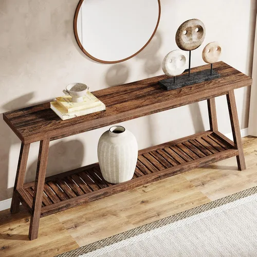 Vista 4 de Tribesigns - Mesa de consola de entrada estilo granja: mesa de consola de madera 100% de 70.9 pulgadas para la entrada, mesa de sofá estrecha