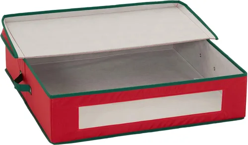 Vista 2 de Household Essentials - Envase de almacenamiento para coronas navideñas de 24 pulgadas, con asas, lados resistentes, mantiene las coronas libres