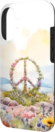 Vista 2 de Floral Peace Sign Watercolor Case for iPhone 17