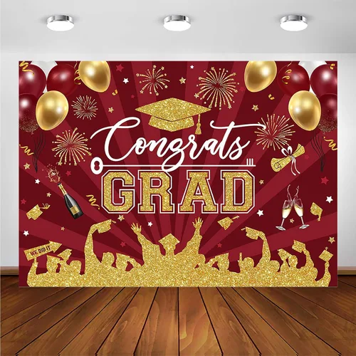 Vista 20 de Avezano Fondo de graduación Congrats Grad, decoraciones de fiesta de graduación de clase de 2026, fondo de sesión de fotos, felicitaciones