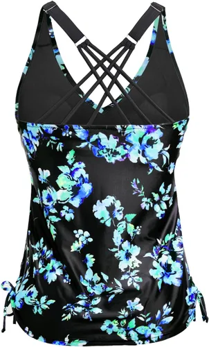 Vista 3 de Tempt Me Top de tankini para mujer, con cuello en V, control de abdomen, sin parte inferior