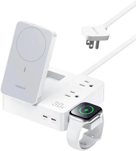 Vista 9 de TESSAN Magic 65W Charging Station USB Phone Charger with Wireless Charging Black