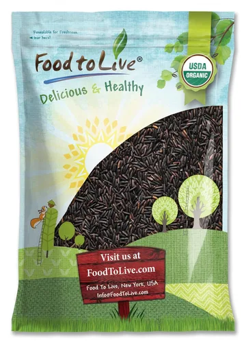 Vista 8 de Food to Live Arroz negro orgánico, 1 libra, arroz integral sin OMG. Sabor a nuez y dulce. Rico en antioxidantes y fibra dietética. Kosher, vegano.