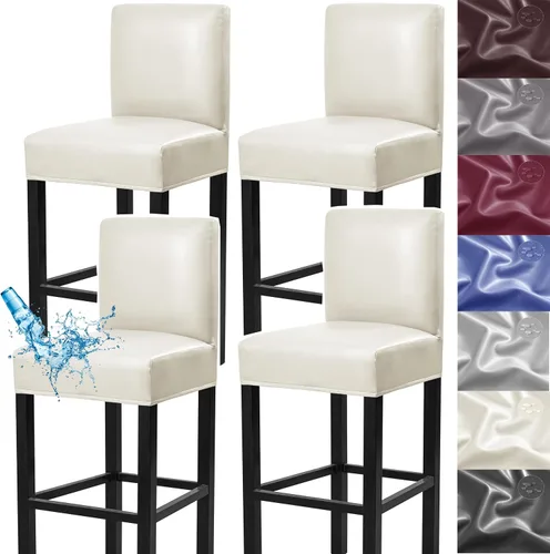 Vista 8 de Fundas para taburetes de bar, paquete de 2 fundas elásticas impermeables de poliuretano con respaldo, fundas extraíbles para taburetes de bar