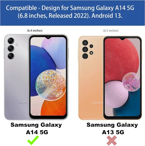 Vista 2 de Ailiber Funda para Samsung Galaxy A14 5G, Galaxy A14 5G con protector de pantalla, clip giratorio para cinturón, soporte de soporte, carcasa delgada