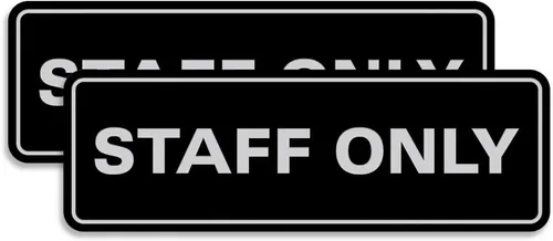 Vista 23 de All Quality Letrero estándar para pared o puerta Fácil instalación Señales de trabajo de oficina Seguridad mejorada – Negro – Pequeño